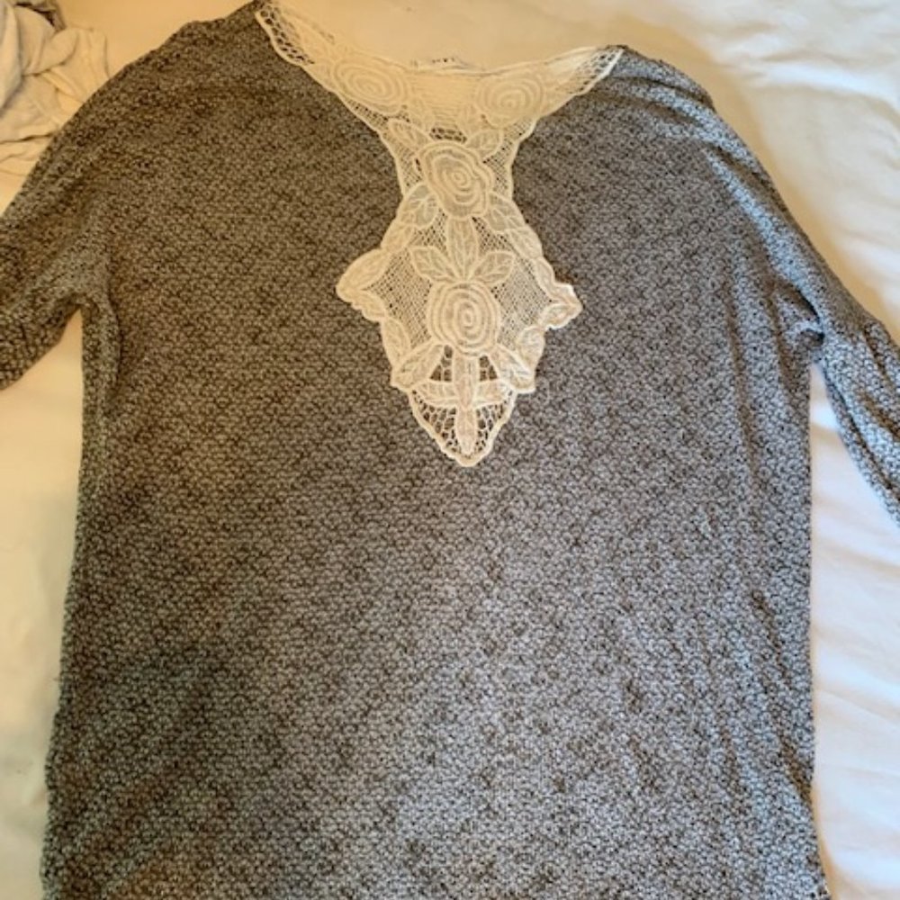 Lace Inlay Knit Long Sleeve